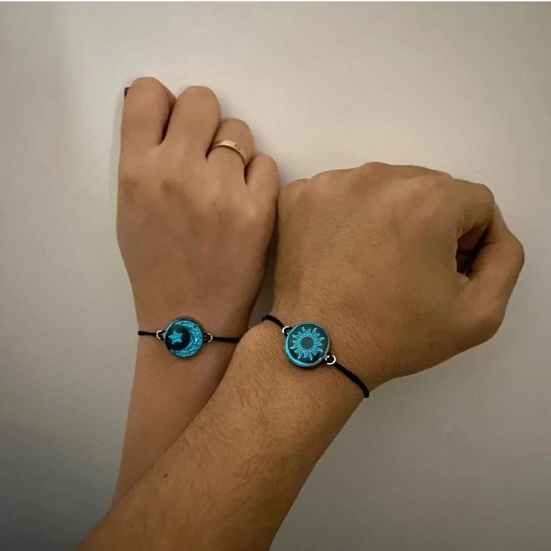Romantic Luminous Sun Moon Couple Bracelets for Women Men Handmade