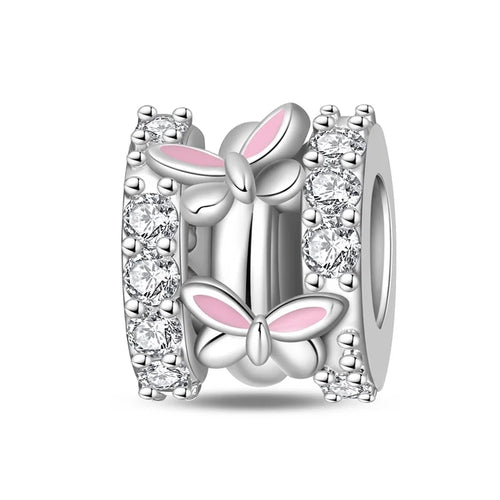 Original 925 Sterling Silver Clip Charm Inlaid Zircon Cat Butterfly
