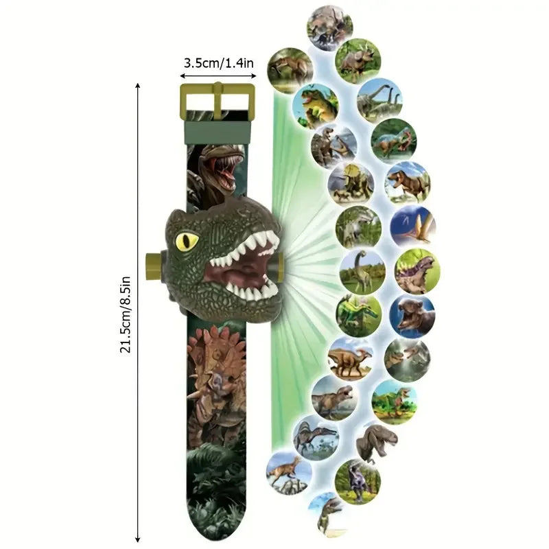 1Pc 3D Dinosaur Projection Electronic Watch for Kids - Fun Luminous