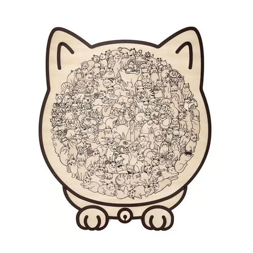 135 PC Cat-shaped Wooden Jigsaw Puzzle Unique Irregular Puzzle Pieces