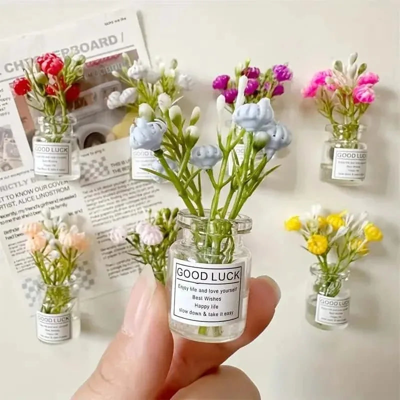 8pcs Mini Small Vase Magnets Cute Mini Refrigerator Magnets 3D Vase