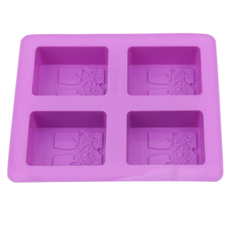 Party Dessert Silicone Mold Tree Shape 4 Hole Square Soap Mold Crafts