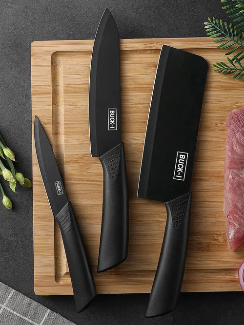 3/5pcs Kitchen knife set, high-grade black steel knife set Gift knife