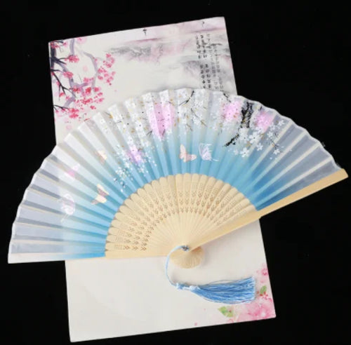 Retro Style Folding Fan Female Japanese Pattern Retro Cloth Art Craft