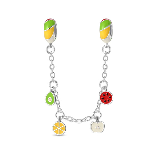 New 925 Silver Color Strawberry Cherry Fruit Series Charms Beads Fit