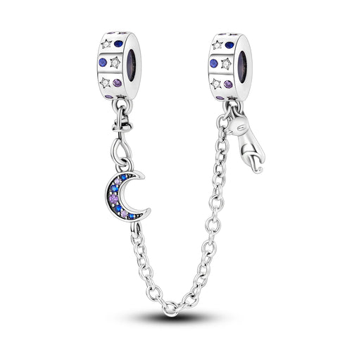Silver Plated Mystery Star and Moon Charms Beads Fit Original Bangle