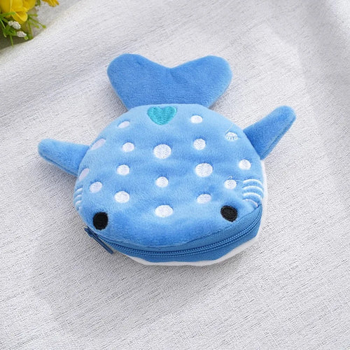 New Cartoon Shark Plush Coin Purse, Cute Pendant, Data Cable Bag,