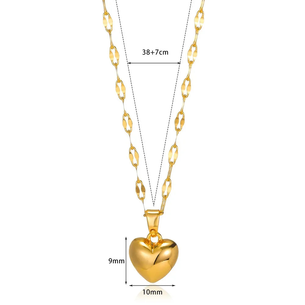 Love Heart Necklace For Women 2025 New Trendy Lip Chain Simple Pendant