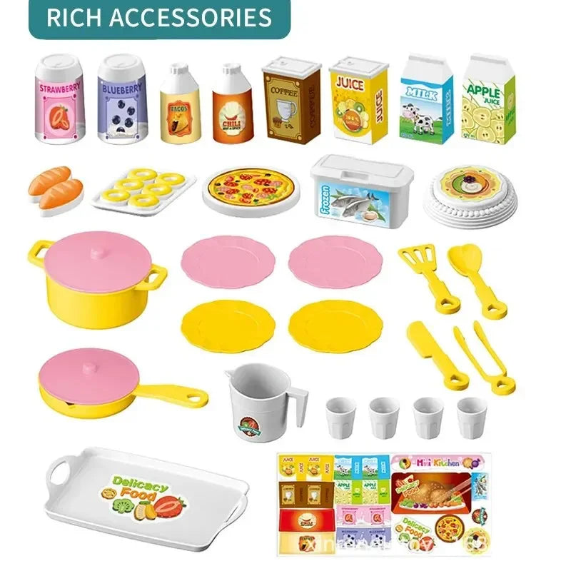 Mini Kitchen Counter Play Set DIY Simulated Cooking Food Tableware