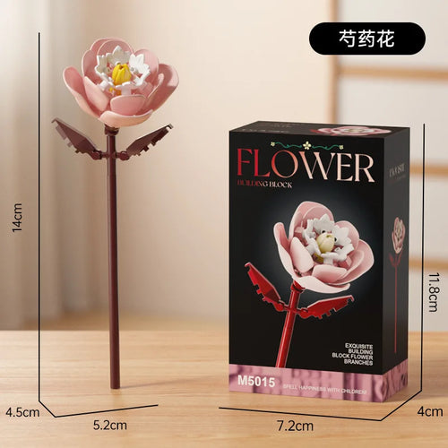 Simulation Building Blocks Flowers Eternal Bouquet Micro Brick Rose
