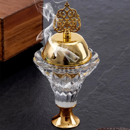 1Pc Artificial Crystal Incense Burner With Cover Aromatherapy Diffuser
