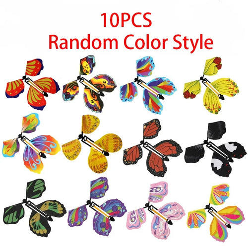 10PCS Random Color Magic Flying Butterfly Wind Up Toy Bookmark