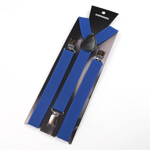 Solid Color Elastic Leather Suspenders Braces Men Women Black Blue Red