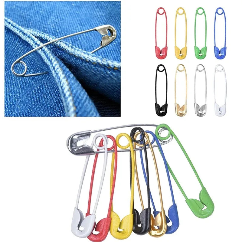 120Pcs Safety Pins Colored Metal Safety Pins with Storage Box Small