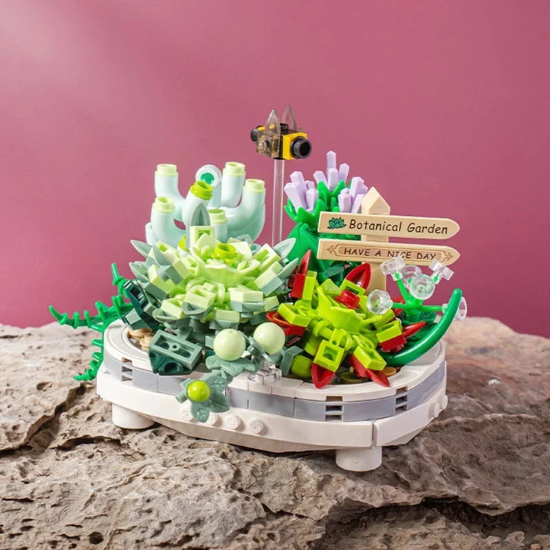Mini Plant Bonsai Building Block Flower Plant Cherry Blossom Tree