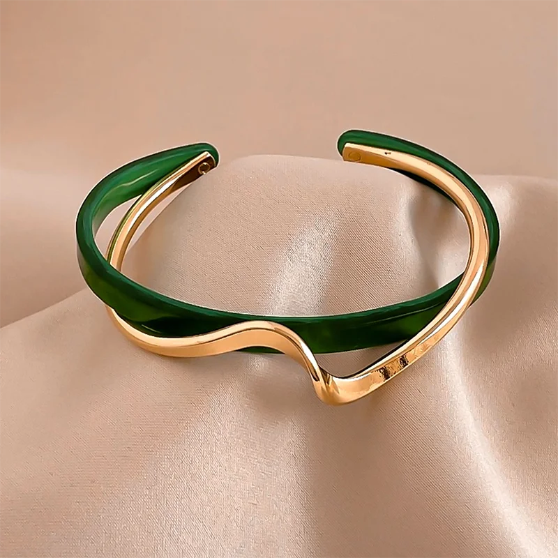 White Shellfish Bracelets Board Bend Metal Bangles Womens Hand