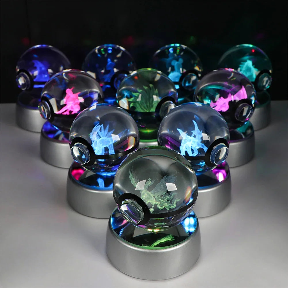 Pokemon Crystal Ball Pikachu Gengar Eevee Mewtwo Lacario Anime Game
