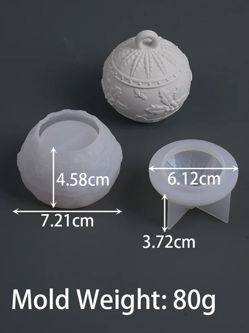 Round Christmas Jar Silicone Mold DIY Handmade Relief Berry Snowflake