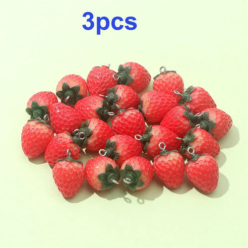 3/6/15pcs Multi-color Resin Strawberry Shaped Pendant, Can Be Used for