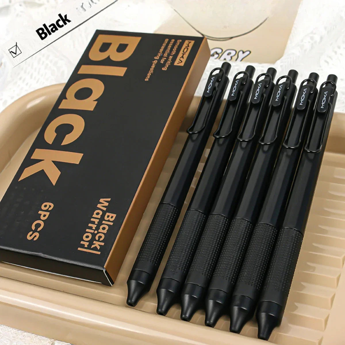 6PCS Retractable Gel Ink Pen Set Smooth Writing 0.5mm Fine Point