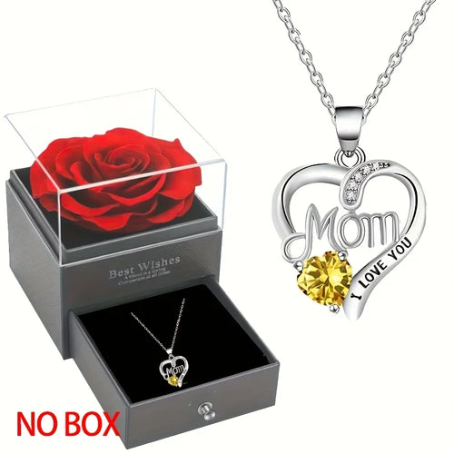 Elegant Style Heart shaped Pendant Necklace Hollow Design Mother's Day