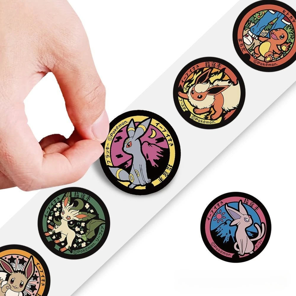 500/1000PCS Pokemon Pikachu Roll Stickers Cartoon Scrapbook Phone Gift