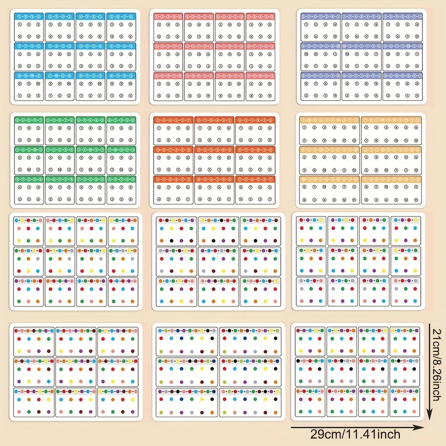 Visual tracking focus and attention training card,color and number