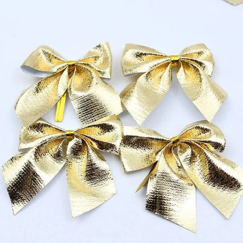 12/24/36Pcs Christmas Bow Red Gold Mini Xmas Tree Bowknot for Home