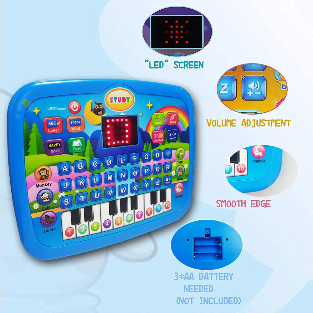 Kids’ Education Tablet Toy, Age 3+ Literacy Math Music Learning,