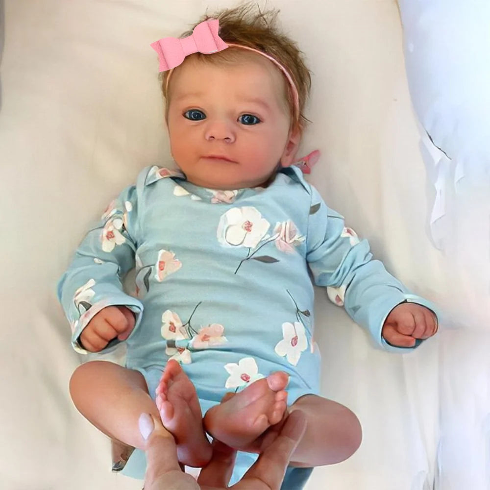 46CM Finished Reborn Baby Doll Felicia Newborn Open Blue Eyes Doll