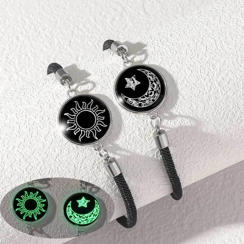 Romantic Luminous Sun Moon Couple Bracelets for Women Men Handmade