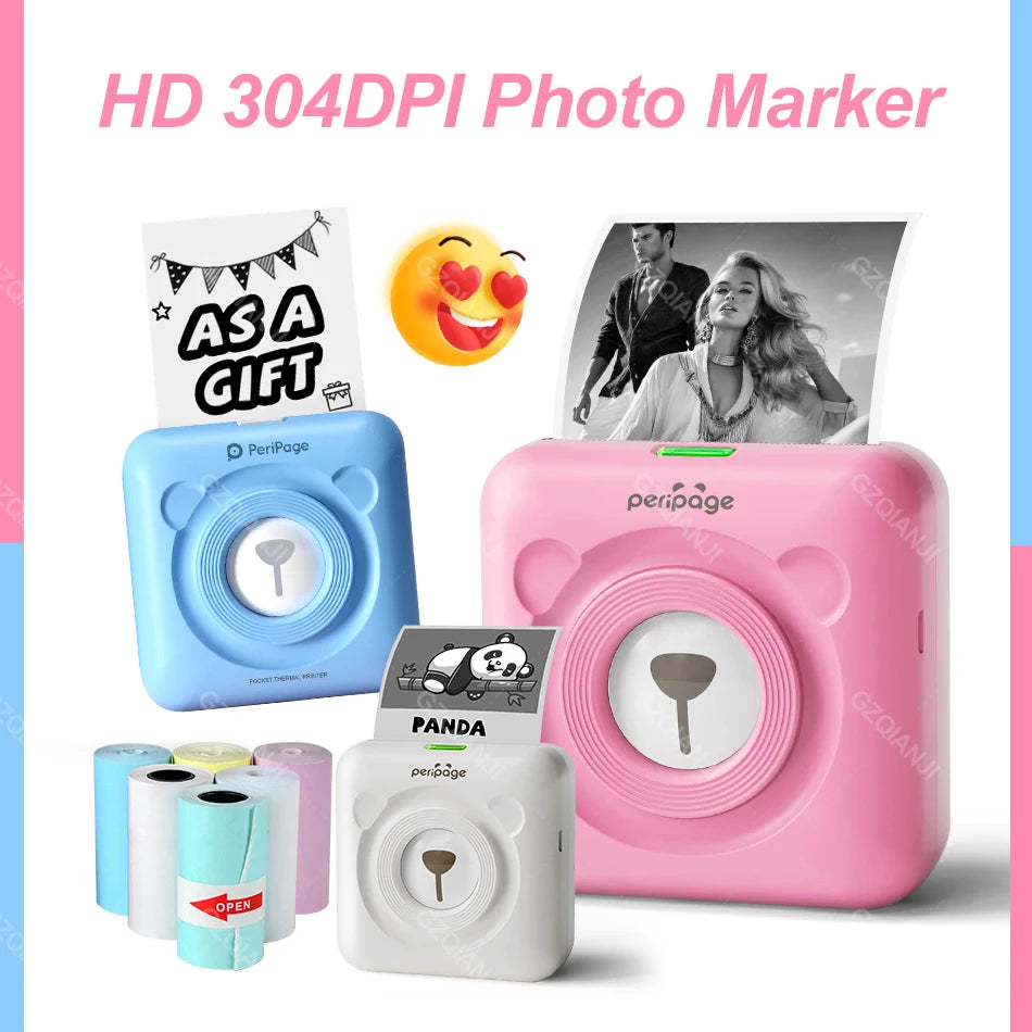 300DPI Peripage A6 58mm Mini Bluetooth Notes Label Sticker Printer
