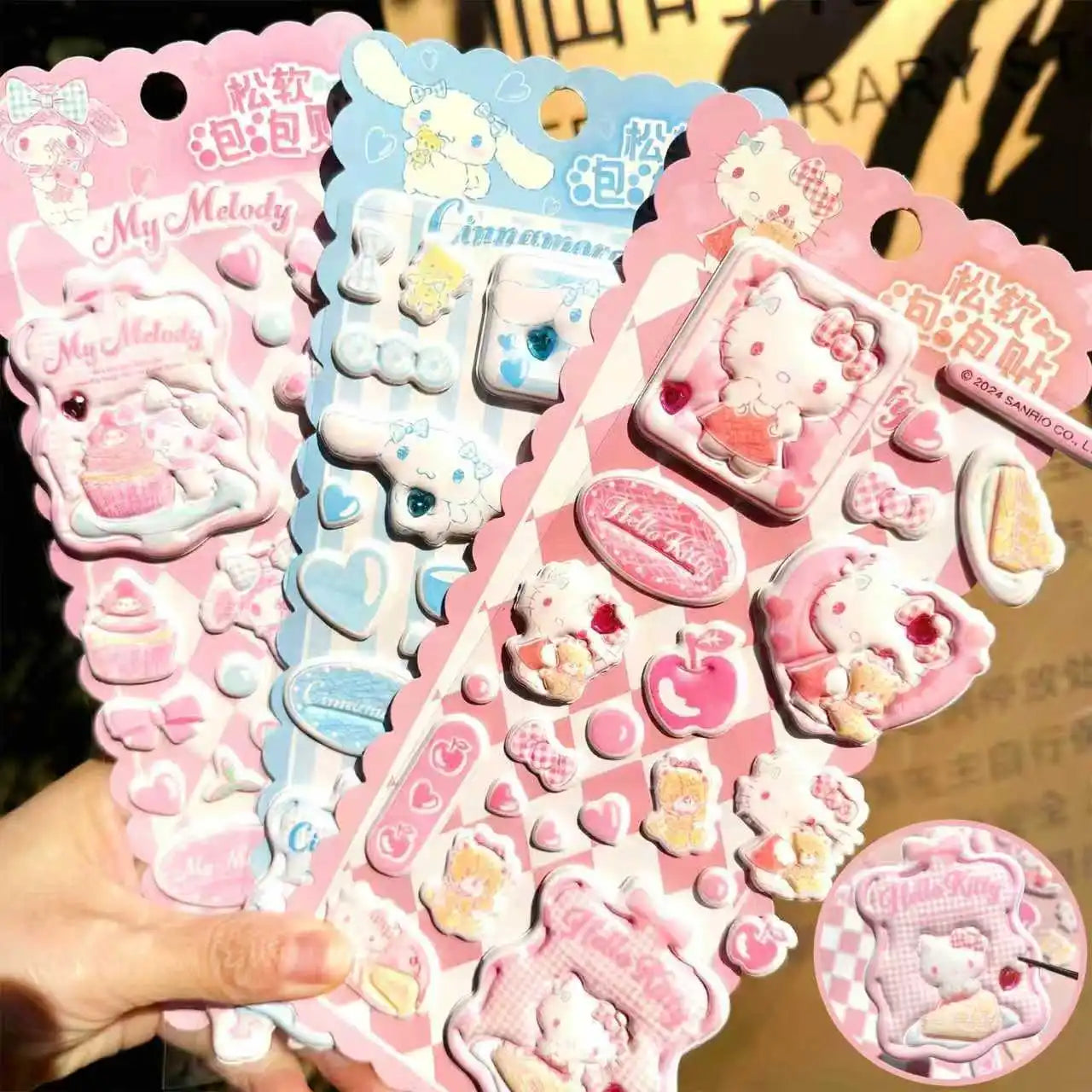 Embossed gemstone stickers Sanrio 3D crystal candy stickers, suitable