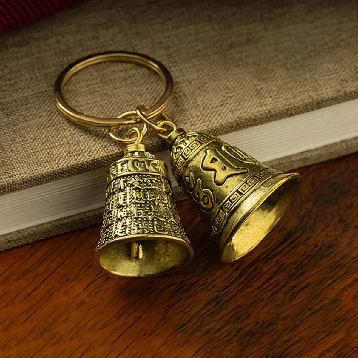 Fashion Six-Character Carved Bell Keyfob - Car Bag Keychain - Party