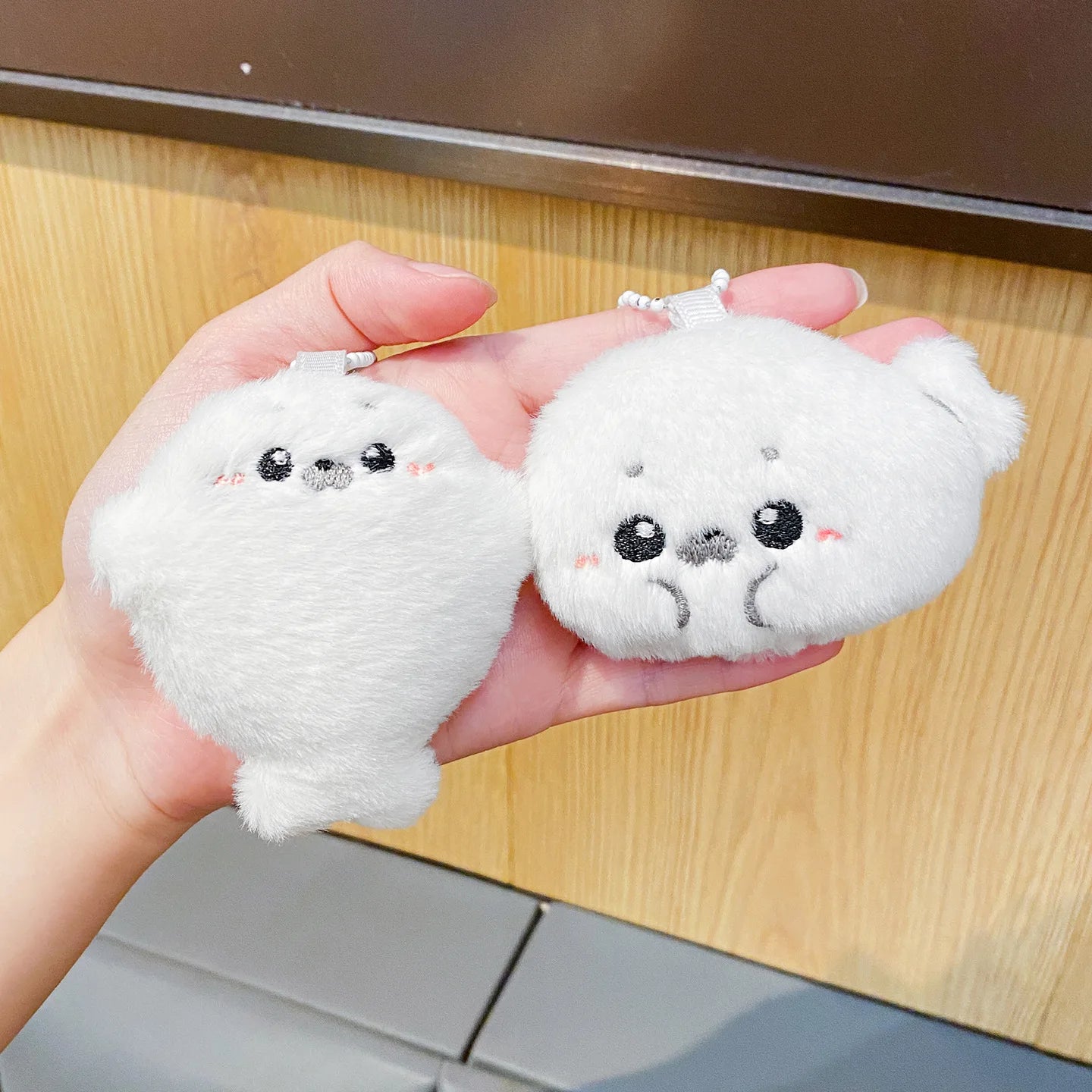Baby seal plush toy bag pendant, cartoonish and cute plush doll