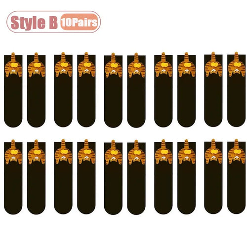 Cozy Cartoon Cat Egg Couple Socks Mid-Calf Warm Winter Maternity Wear