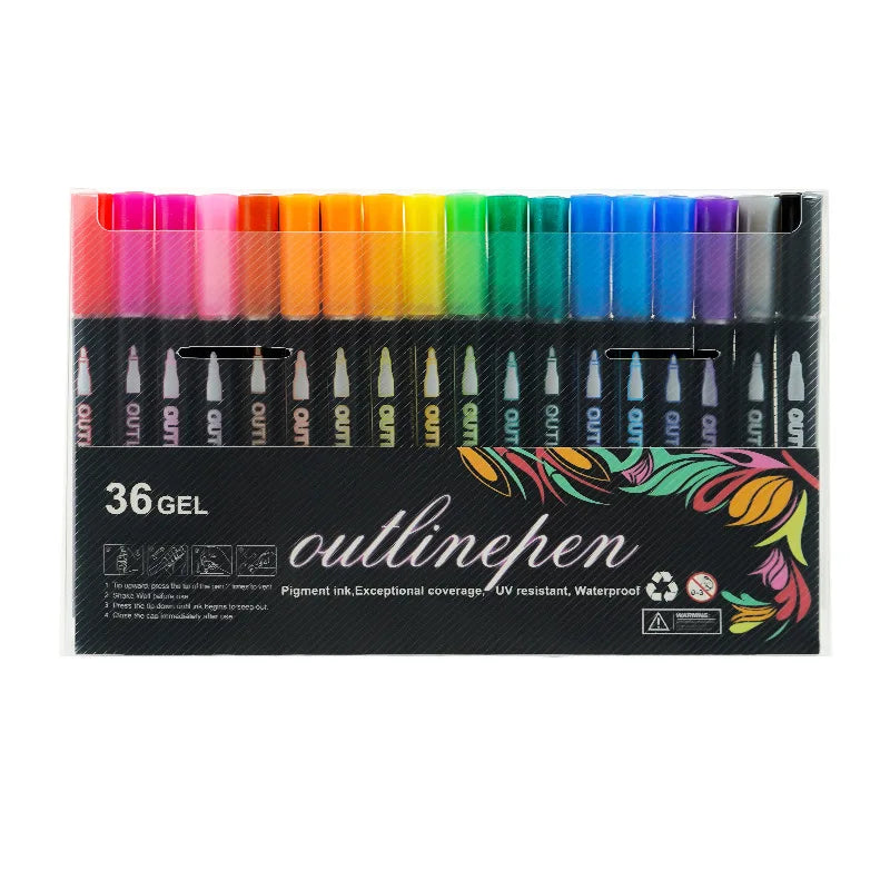 8/12/24/36/48 colors Double-line Outline pen contour pen Dream flash