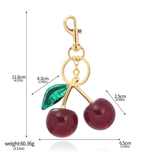 Fashion Delicious Red Cherry Keychain Summer Fruits Cherries Pendant