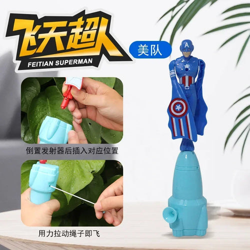 Anime Spiderman Bamboo Dragonfly Flying Toy Iron Man Captain Rotating