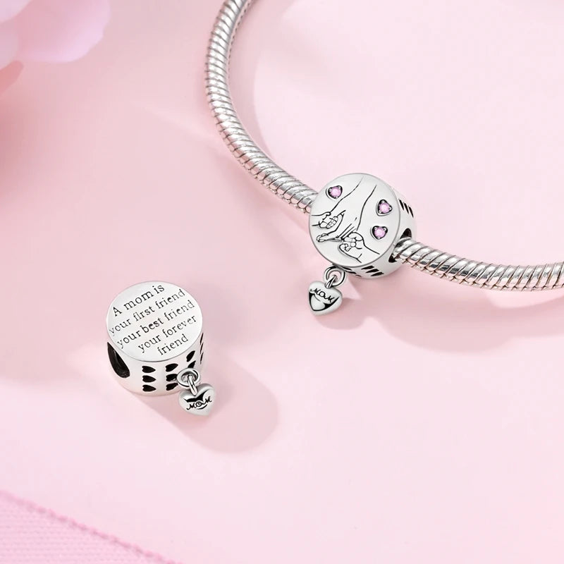 New Love Heart Shaped Charms 925 Sterling Silver Family Love