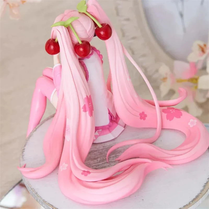 New Hatsune Miku Anime Figure Toys Pink Cherry Dress MIKU Kawaii