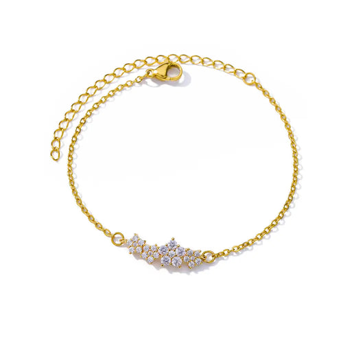 Elegant Zircon Flowers Bracelet For Women Girls Charm Gold Color