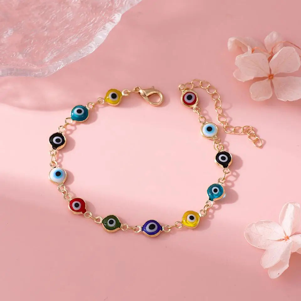 Lucky Turkey Evil Eye Bracelet For Women Men Colorful Red Blue Eye