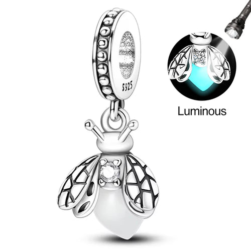 Fit Original 925 Sterling Silver Charms Beads Luminous Firefly Charms