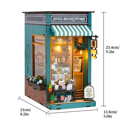 DIY Book Nook Shelf Insert Kit 3D Wooden Puzzle Doll House Assembly