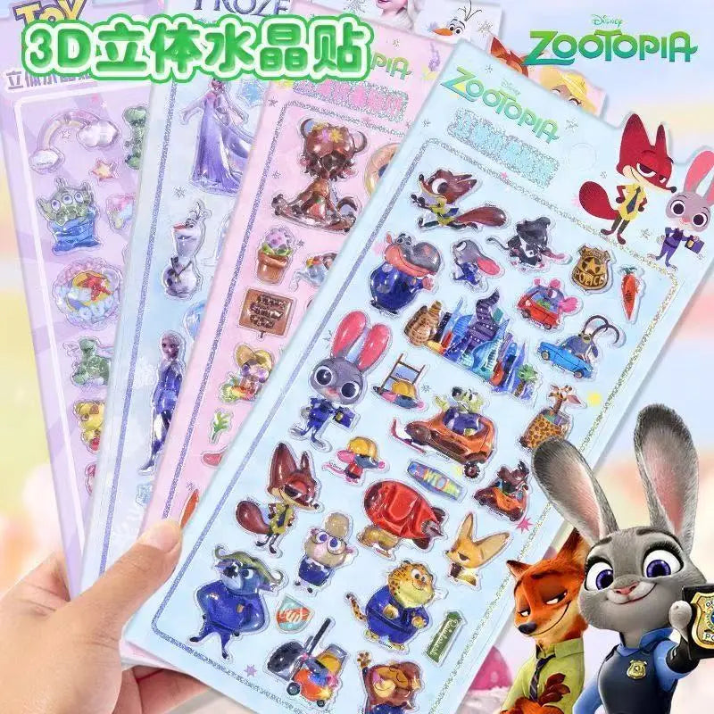 Disney 3D Crystal Decorative Stickers Cartoon Relief Solid Zootopia