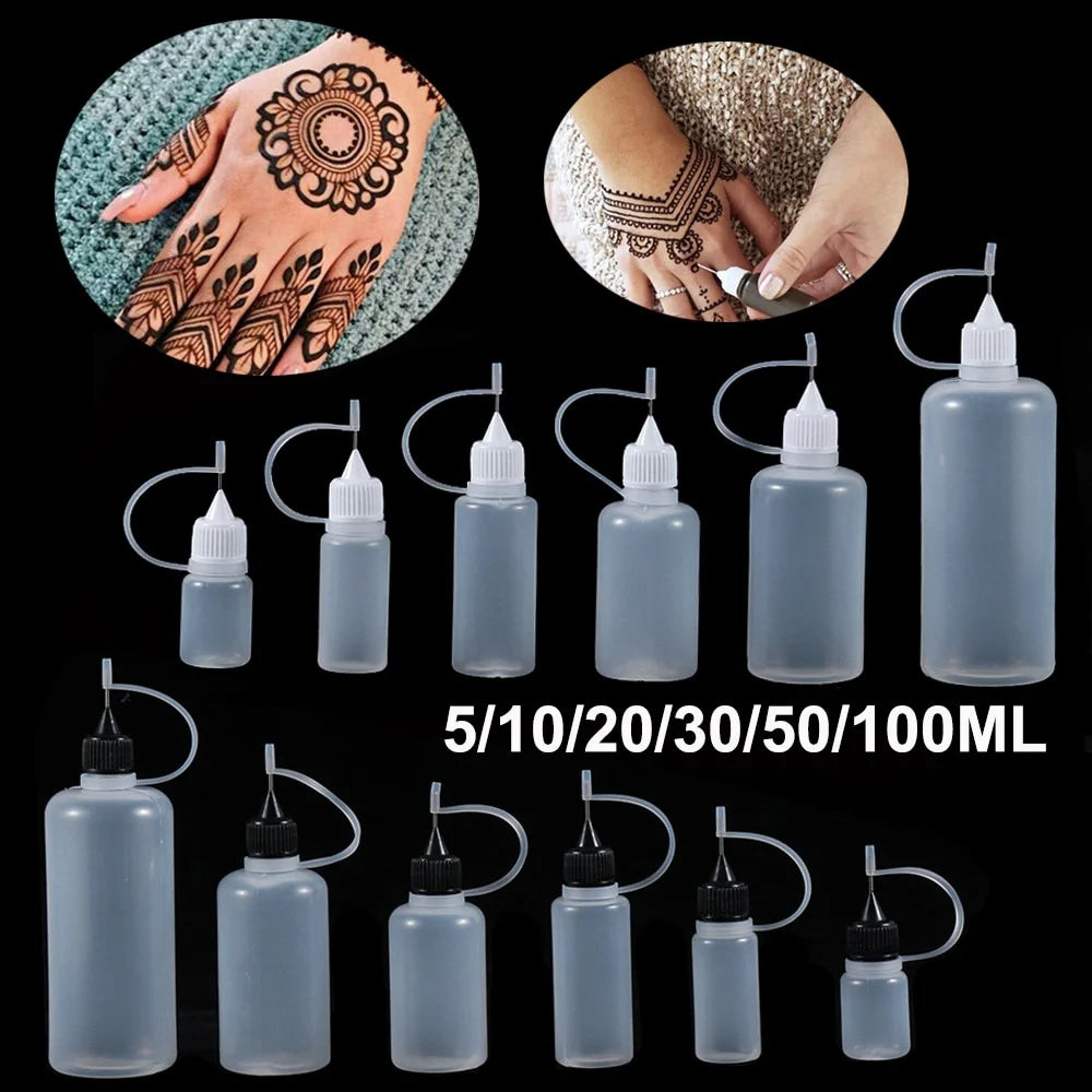 5pcs/set 5/10/20/30/50/100ML Needle Tip Glue Applicator Bottle for
