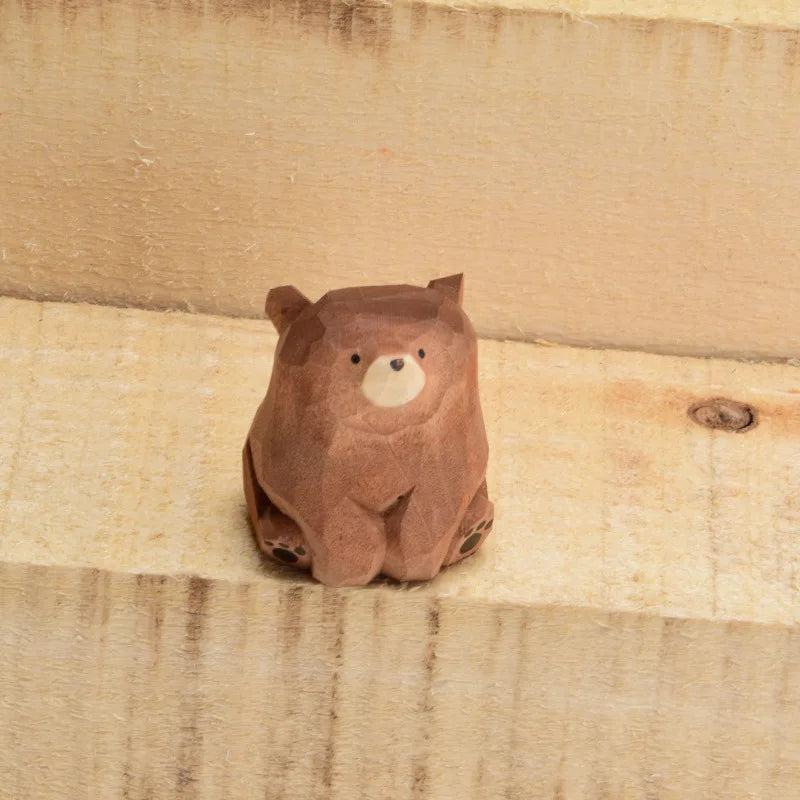 Wooden Bear Miniature Polar Bear Crafts Ornaments Cute Mini Solid Wood