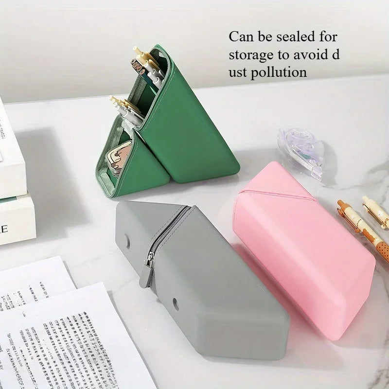 Stylish Silicone Pen Holder-Foldable Desktop Organizer for Office &