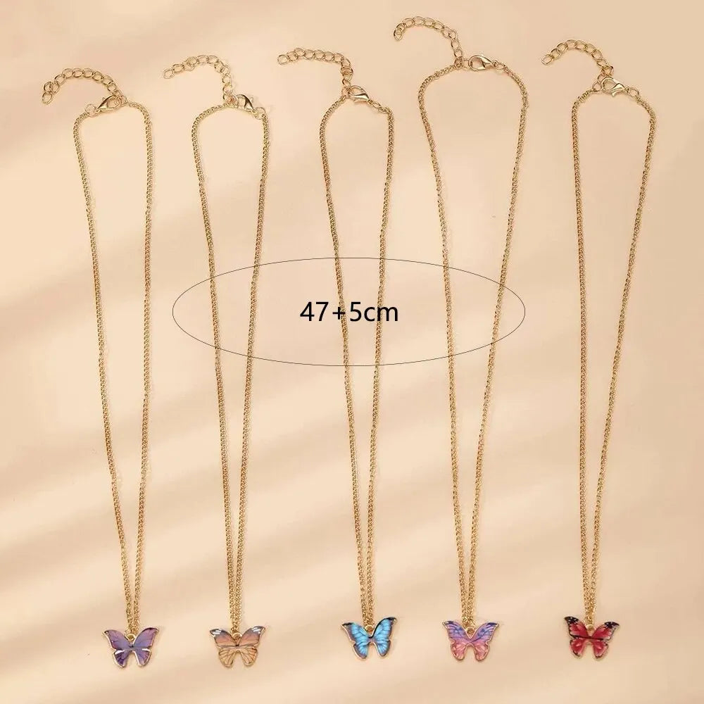 5Pcs/Set Fashion Vintage Style Women Necklace Set New Butterfly